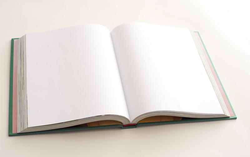 open hardcover book with copy space